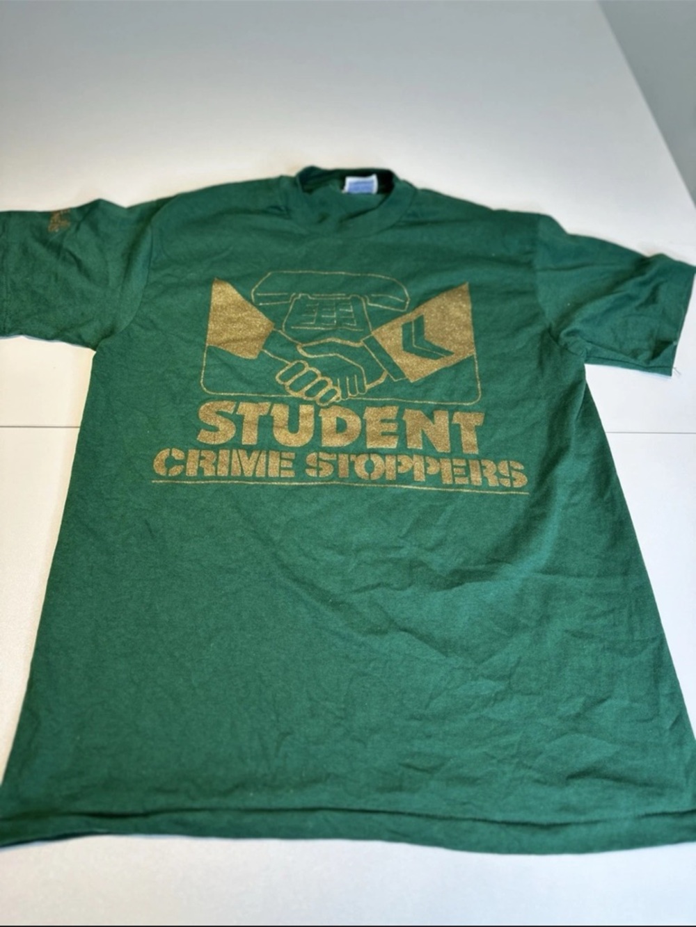 Hanes Green Tee with Gold Glitter Graphic